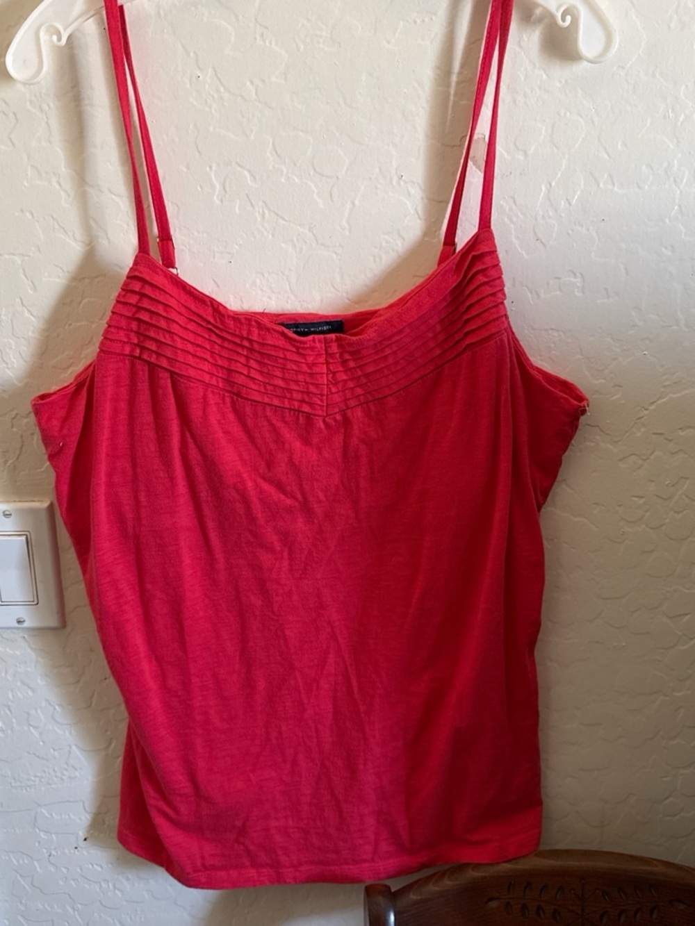 Tommy Hilfiger Red Spaghetti-Strap Pintuck Camisole